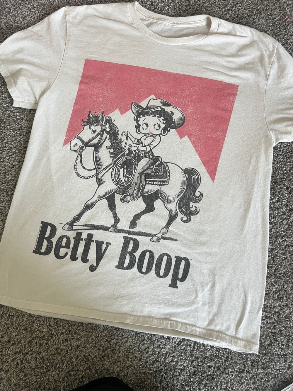 Betty Boop Cowgirl Horse White Tee Graphic